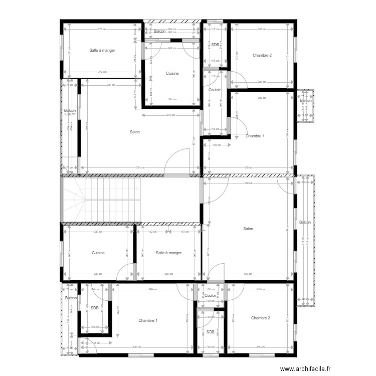 NKOMBO 2. Plan de 32 pièces et 262 m2