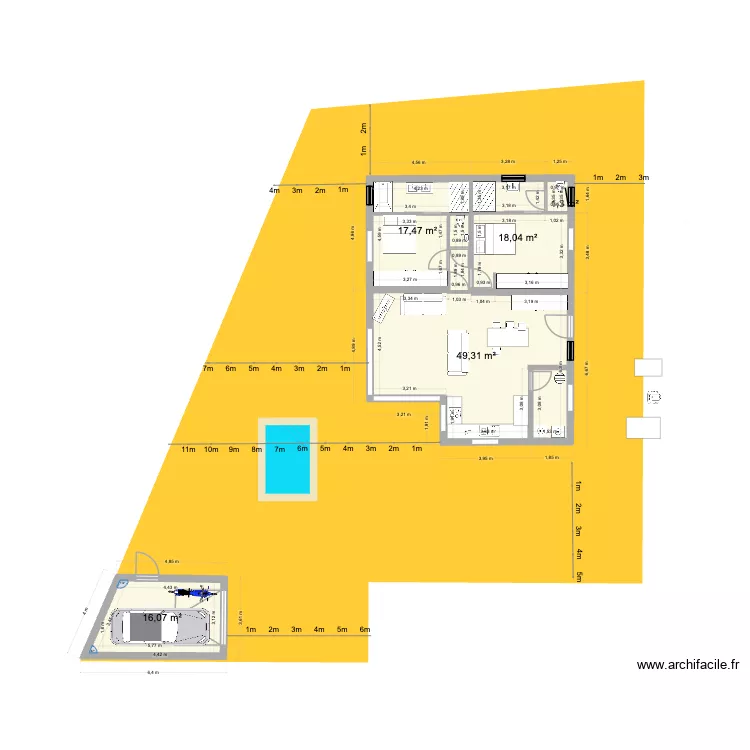 15 -Plan Gdes baies. Plan de 5  et 102 m²