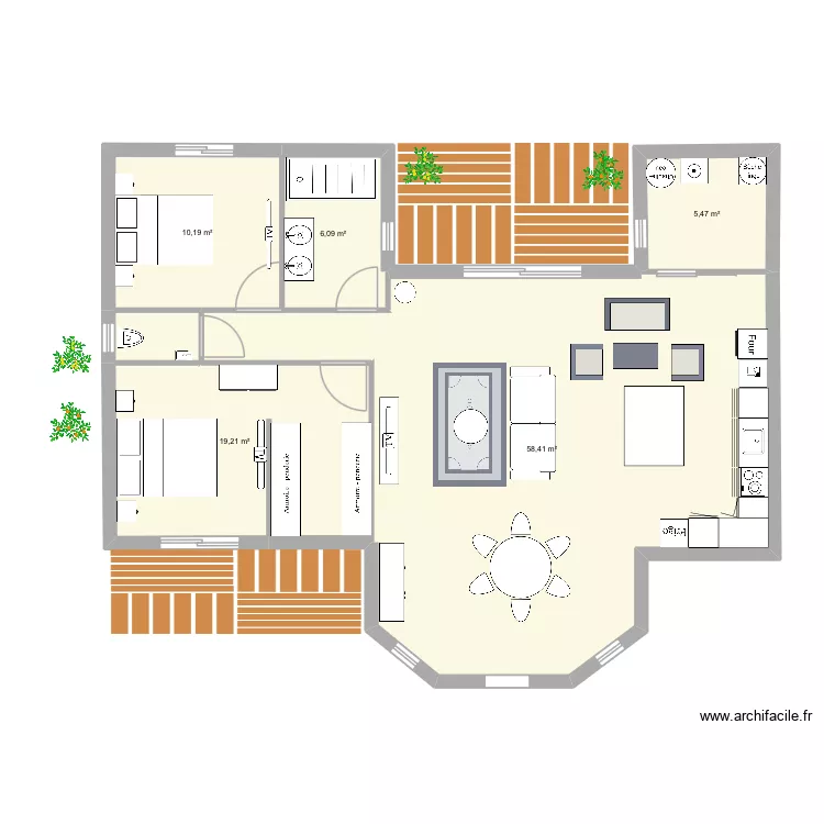 Chemery 19. Plan de 5  et 99 m²