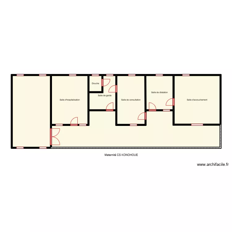 Vue en plan maternit&eacute; KONOHOUE. Plan de 