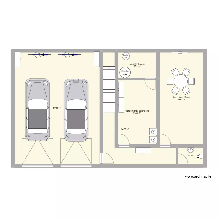Sous-sol. Plan de 6 Pièces et 119 m² Sous-sol. Plan de 6 Pièces et 119 m²