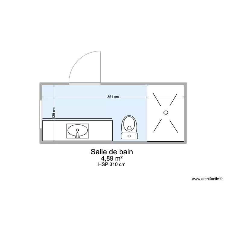 LFNPP - SALLE DE BAIN. Plan de 1  et 5 m²
