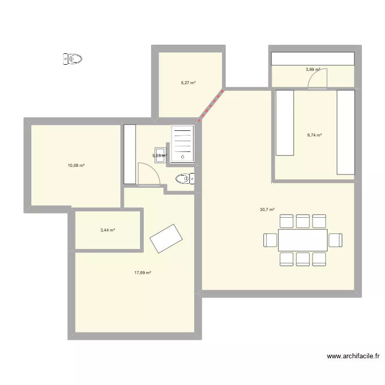 Agrandissement 2. Plan de 8  et 87 m²
