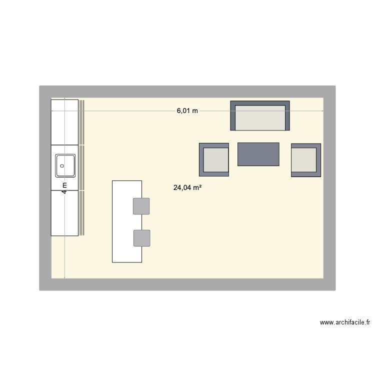 pergola. Plan de 1 pièce et 24 m2
