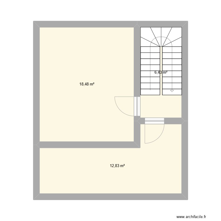 2 -ème étage. Plan de 3 pièces et 38 m2