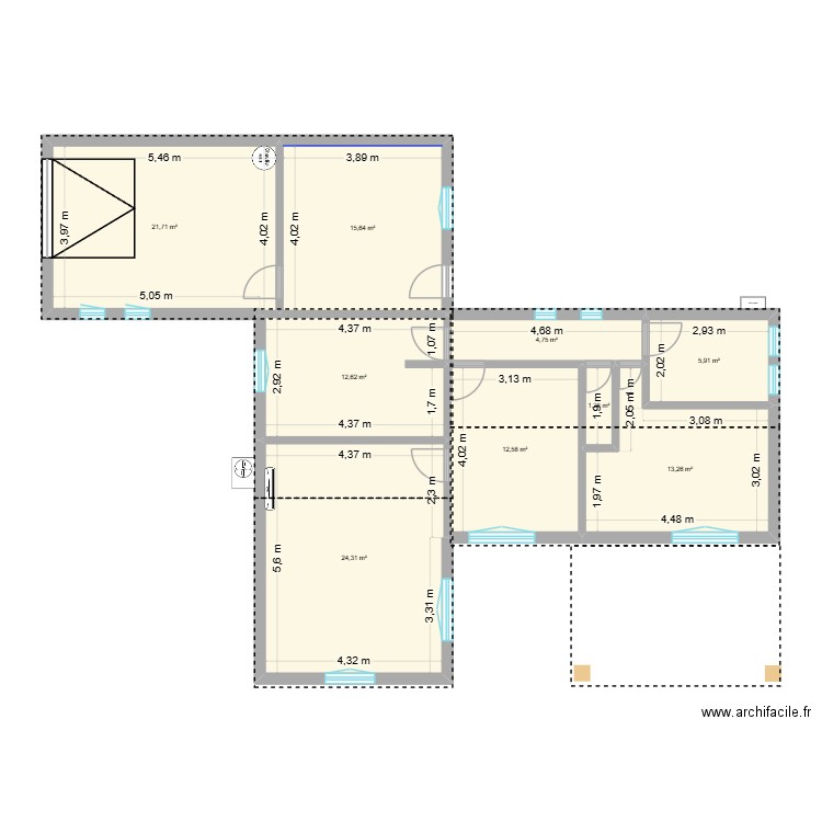 Trans cotation OK. Plan de 9 pièces et 112 m2