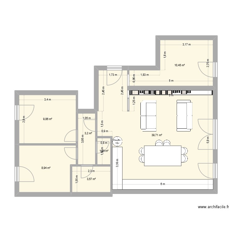 St Jean 2. Plan de 7 pièces et 77 m2
