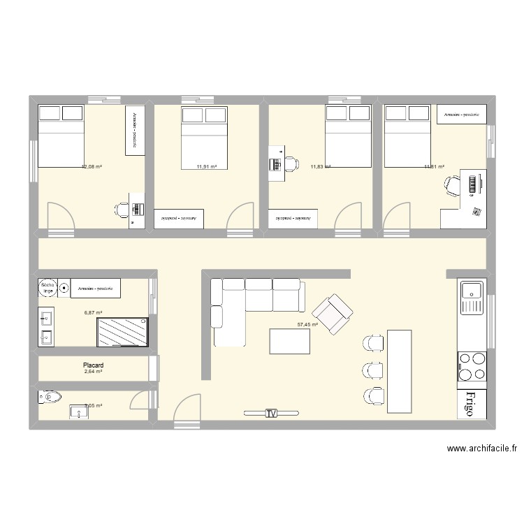 appartocalypse ;). Plan de 8 pièces et 118 m2