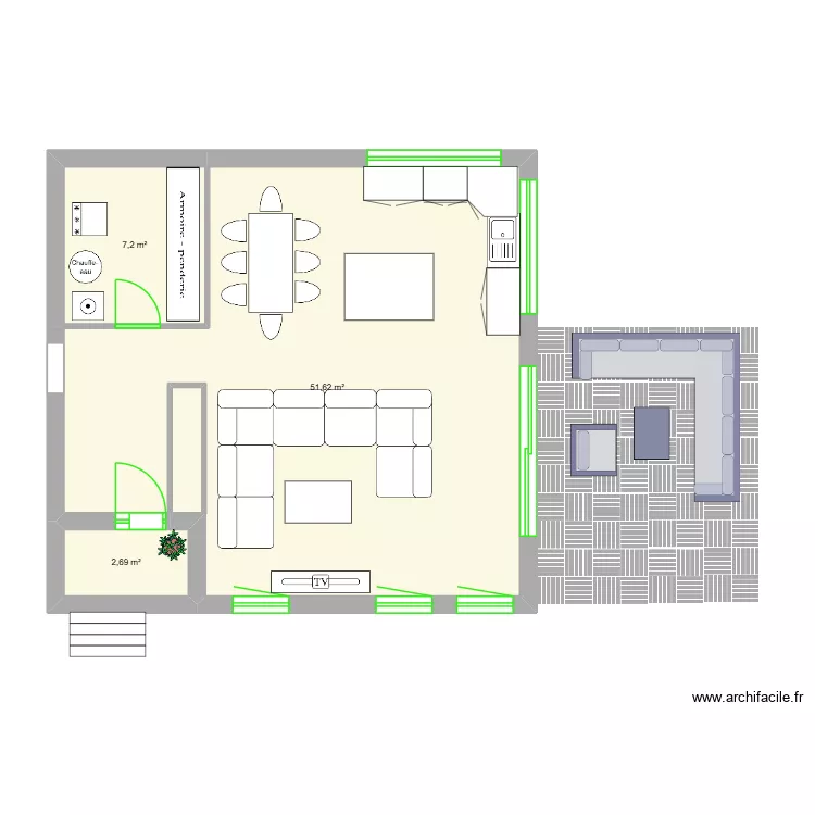 guen. Plan de 3  et 62 m²