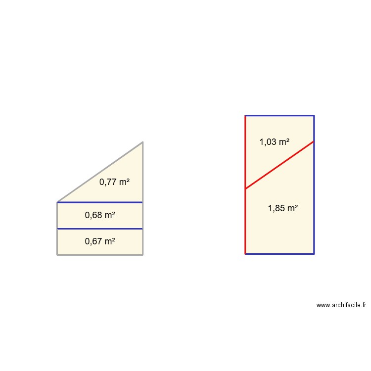 Placards grenier. Plan de 5 pièces et 5 m2
