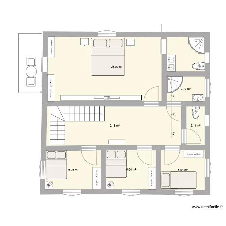 ALASORA ETAGE. Plan de 7  et 62 m²