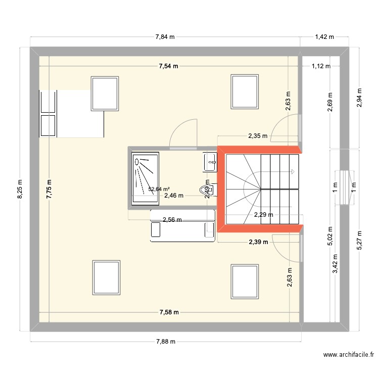 2er Maison2 hésingue MAIRIE. Plan de 1 pièce et 53 m2