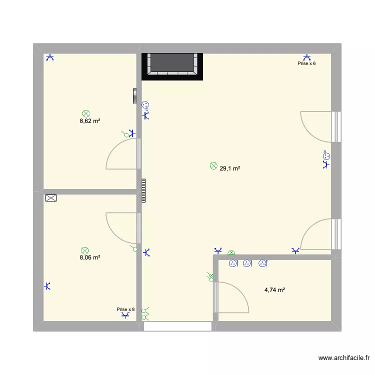 maison hi. Plan de 4  et 51 m²