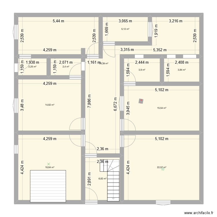 zone électrique power. Plan de 11 pièces et 135 m2