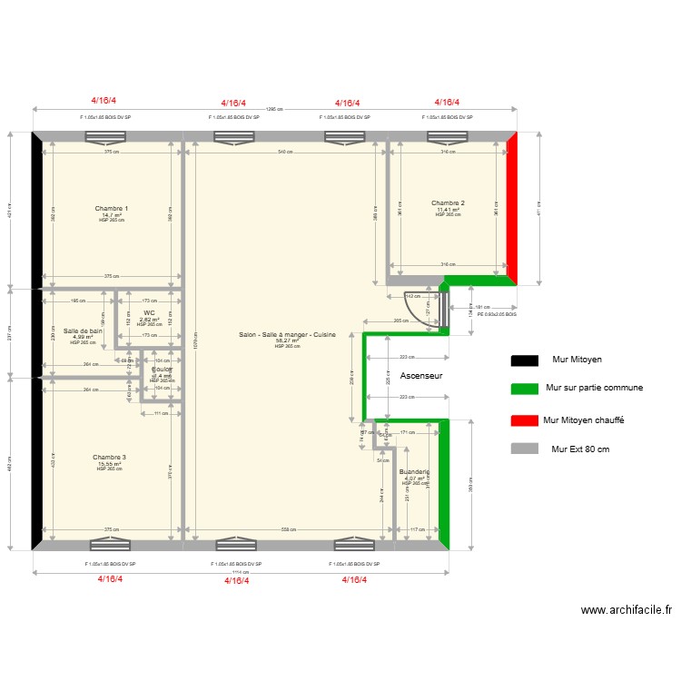 ML25009637 Appartement 1er étage gauche Lot 10. Plan de 8 pièces et 113 m2