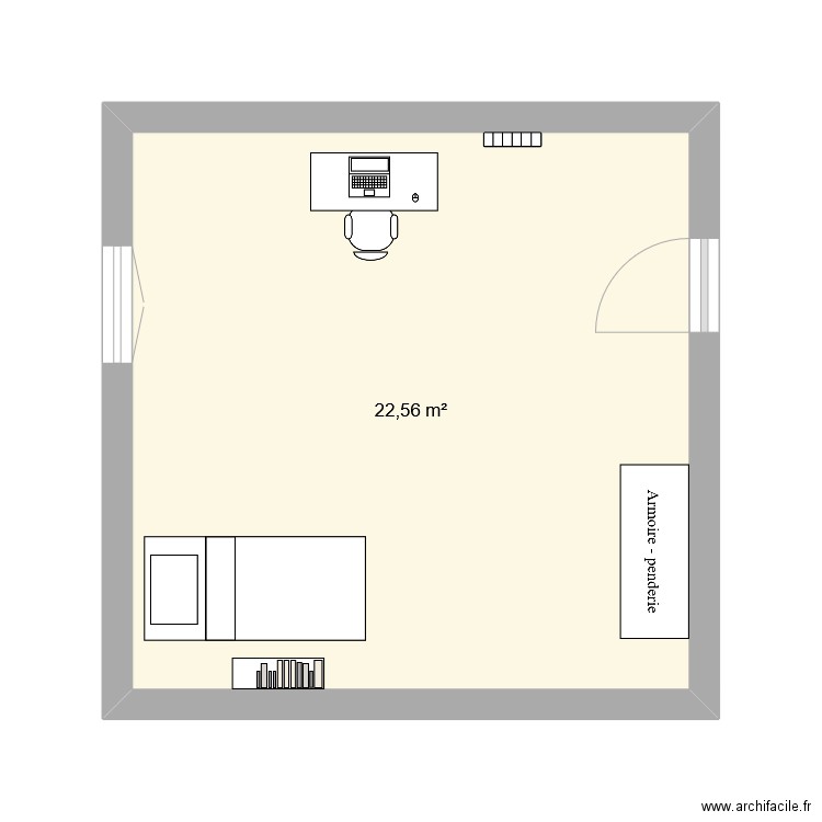 Studio chambre. Plan de 1 pièce et 23 m2