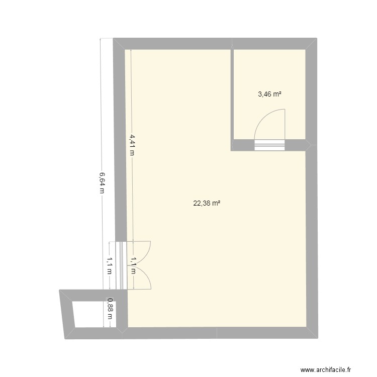 maison. Plan de 2 pièces et 26 m2