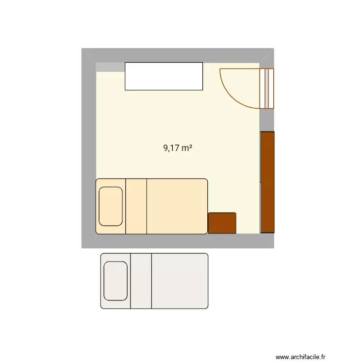 Habitaci&oacute;n escritorio nuevo. Plan de 1 Pièce et 9 m²