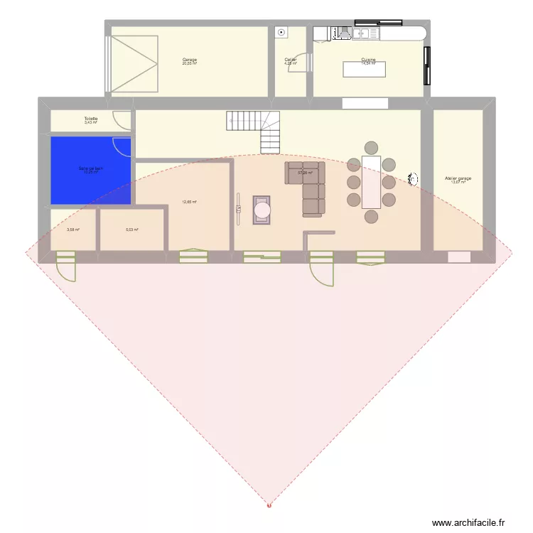 Option5 (la mieux). Plan de 10  et 145 m²