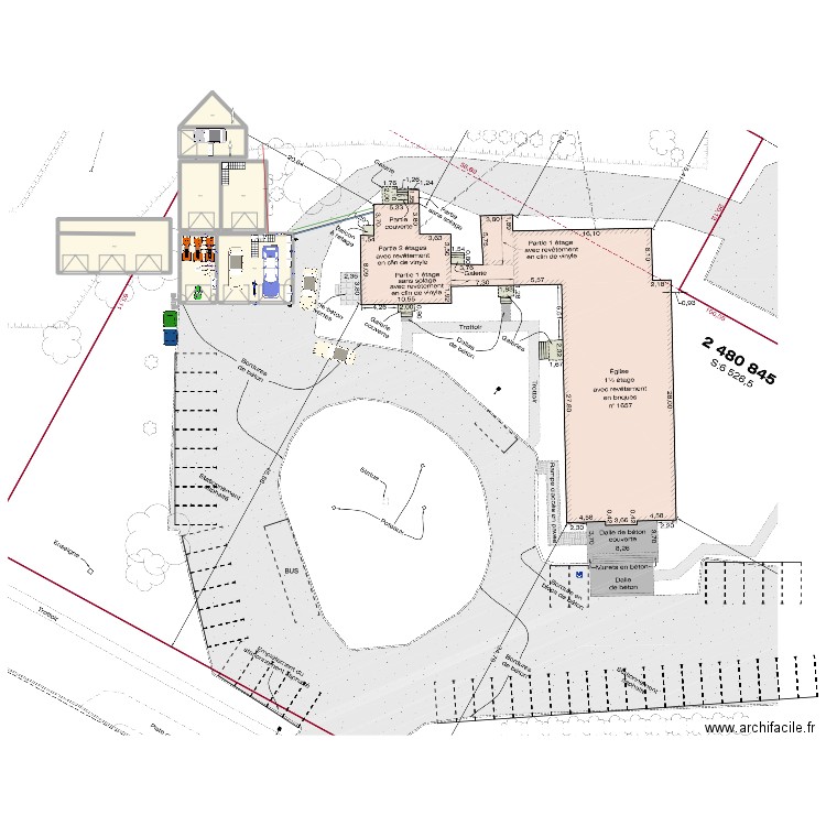garage. Plan de 7 pièces et 308 m2