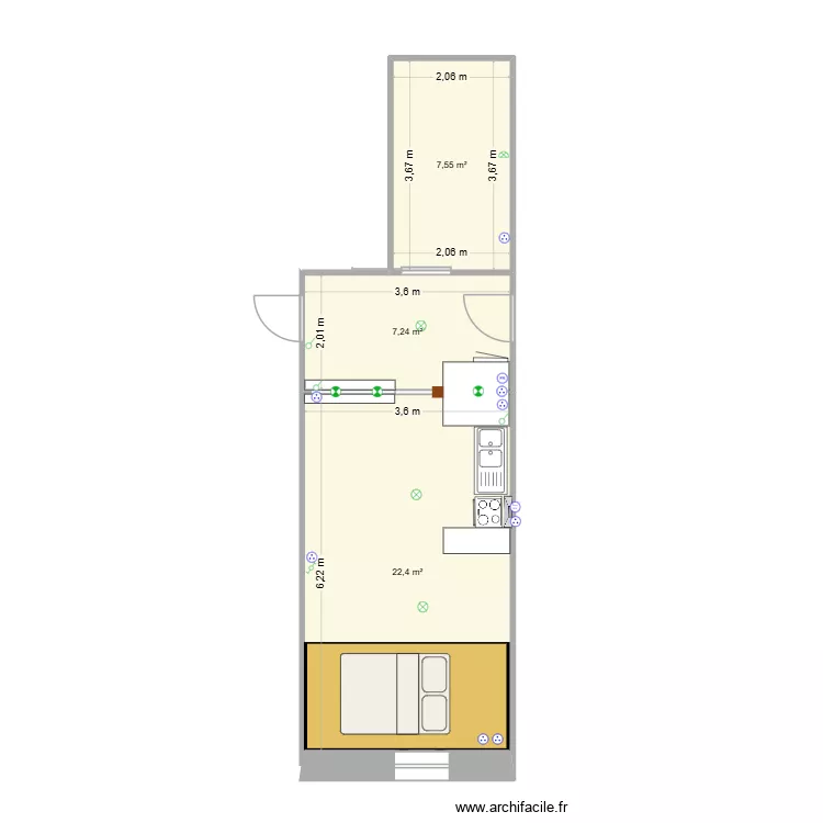 Plan studio. Plan de 3 et 37 m² Plan studio. Plan de 3 et 37 m²