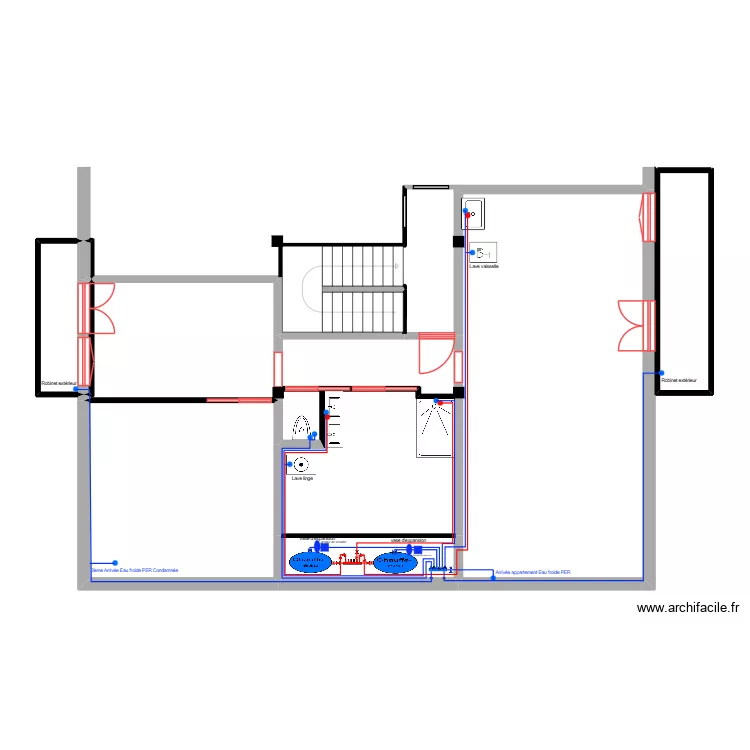 APPPARTEMENT CEUSE RESEAU EAU SANITAIRE. Plan de 11  et 122 m²