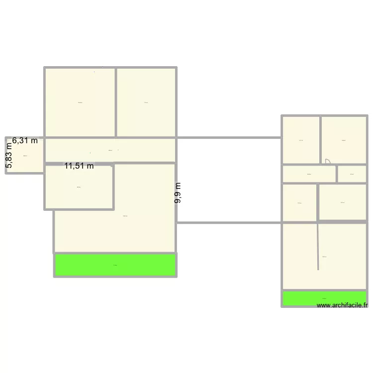 Caudrot. Plan de 17  et 1216 m²