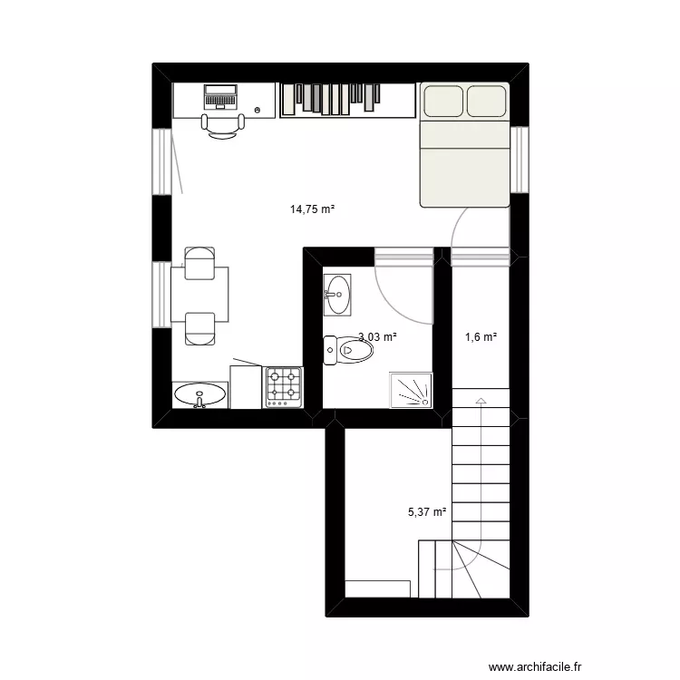 Appart. Plan de 4 Pièces et 25 m² Appart. Plan de 4 Pièces et 25 m²