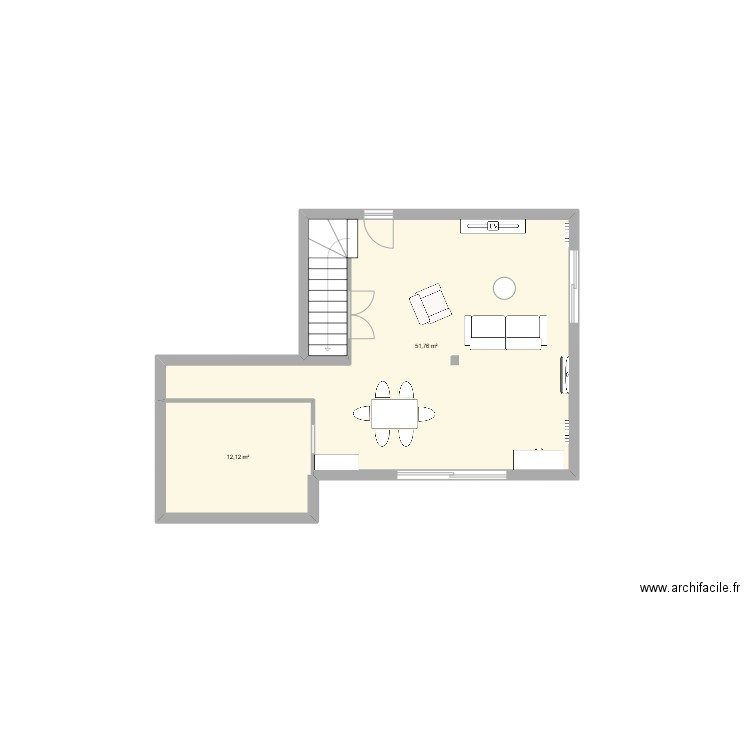 Arnarez-Soulier. Plan de 2 pièces et 64 m2