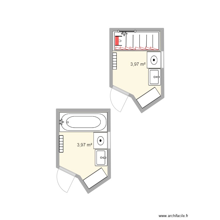 M.A. Plan de 2 pièces et 8 m2