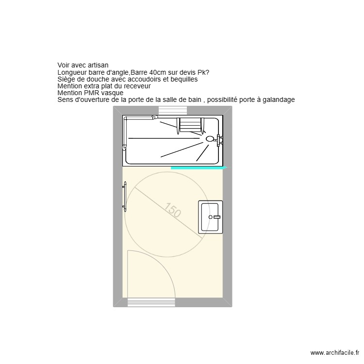BILLAUDEL. Plan de 1 pièce et 6 m2