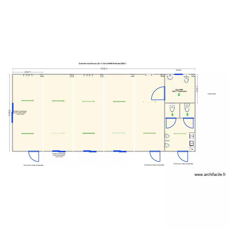 PROJET MAIRIE PLEUMARTIN. Plan de 9  et 87 m²
