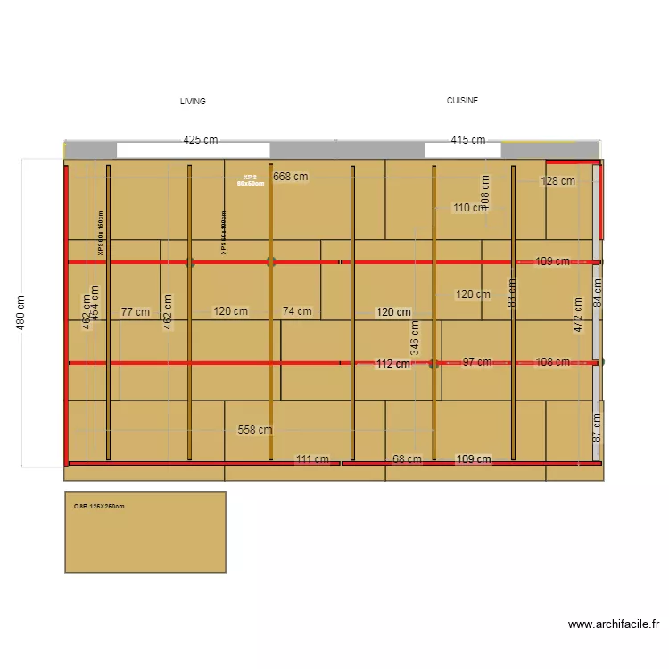 Projet Baton V6 implantation OSB 18 / 03.02.26. Plan de 3  et 35 m²