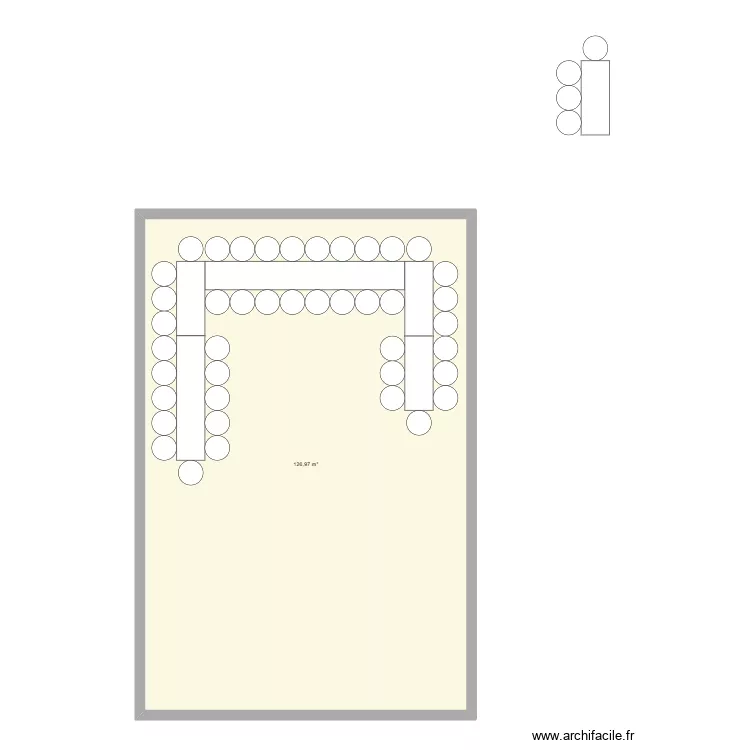 MARIAGE EN U. Plan de 1  et 127 m²