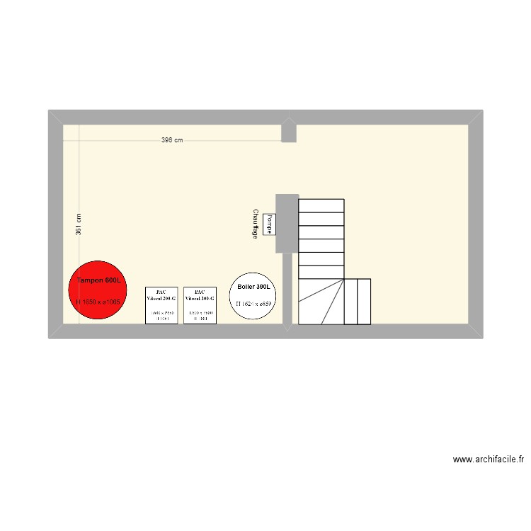 Implantation Chaufferie Gîte Ferme Risque-Tout ID48004. Plan de 1 pièce et 26 m2