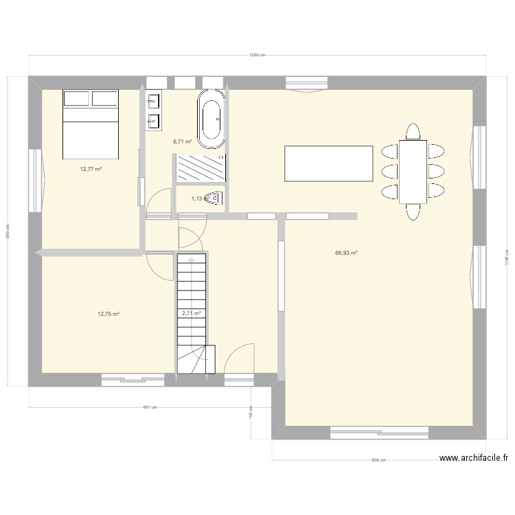 Aline et Fred. Plan de 6 pièces et 103 m2