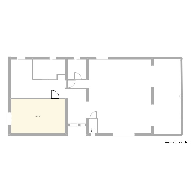 RDC BACKUP 1. Plan de 4 pièces et 28 m2