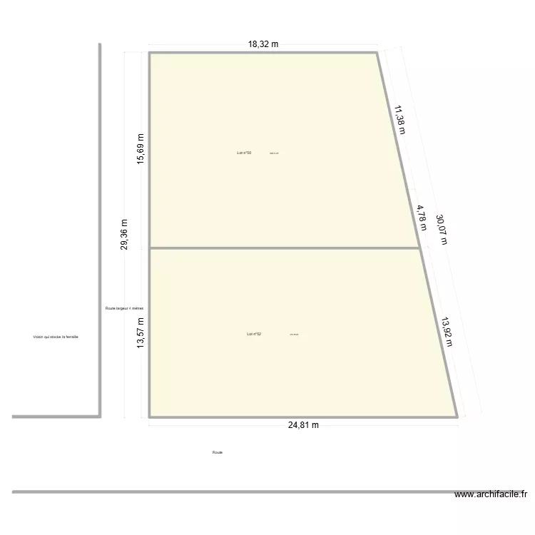 plan cadastrale. Plan de 2 Pièces et 621 m²