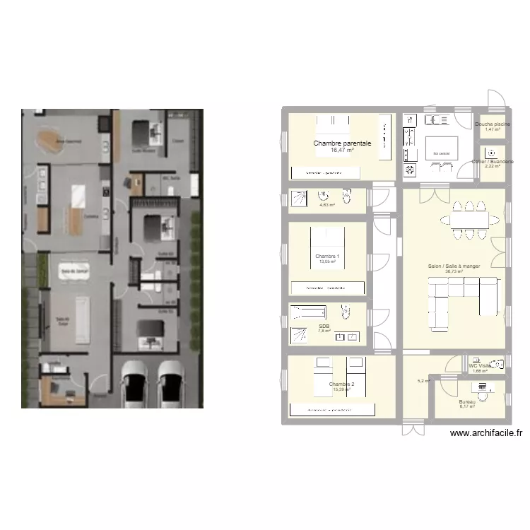 Maison Akanda 3. Plan de 