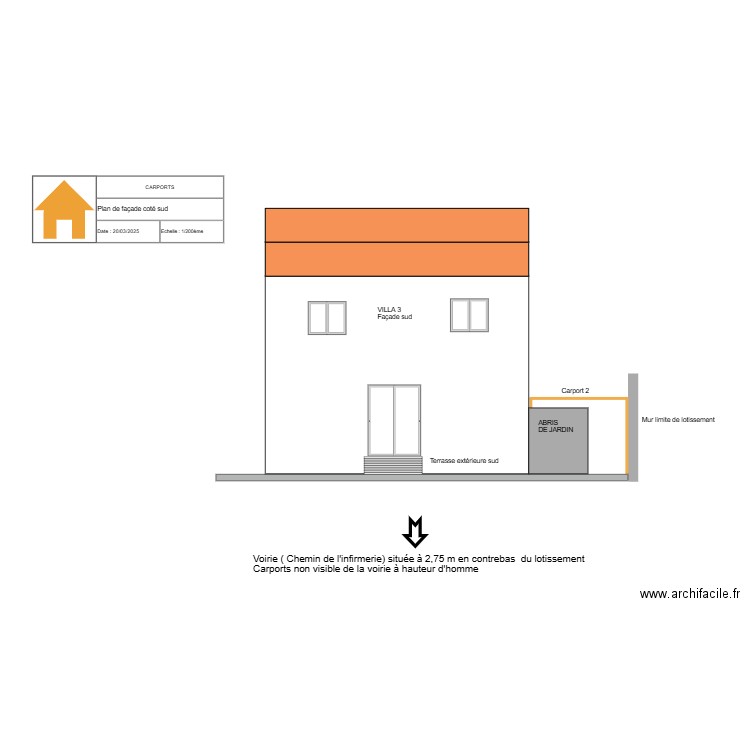 Façade sud carport 1. Plan de 0 pièce et 0 m2