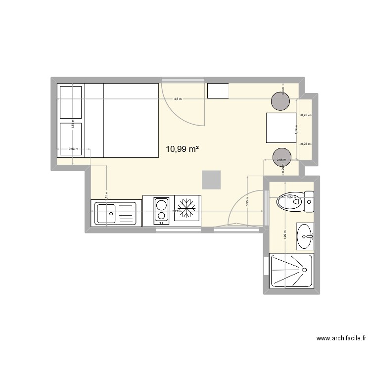 53 Piat 2. Plan de 2 pièces et 13 m2