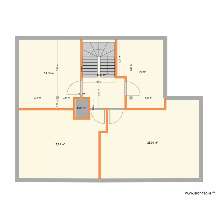 Villard cloisons étage. Plan de 6 Pièces et 77 m² Villard cloisons étage. Plan de 6 Pièces et 77 m²