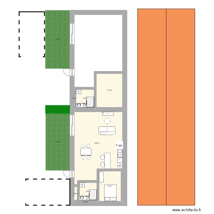 projet sci cousinade. Plan de 8 pièces et 68 m2