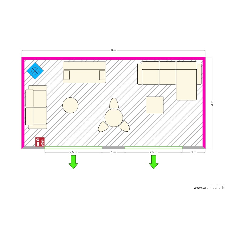 LOGE L2. Plan de 1 pièce et 30 m2