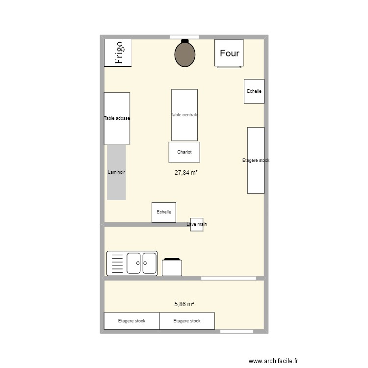 Plan Craquenperche. Plan de 2 pièces et 34 m2