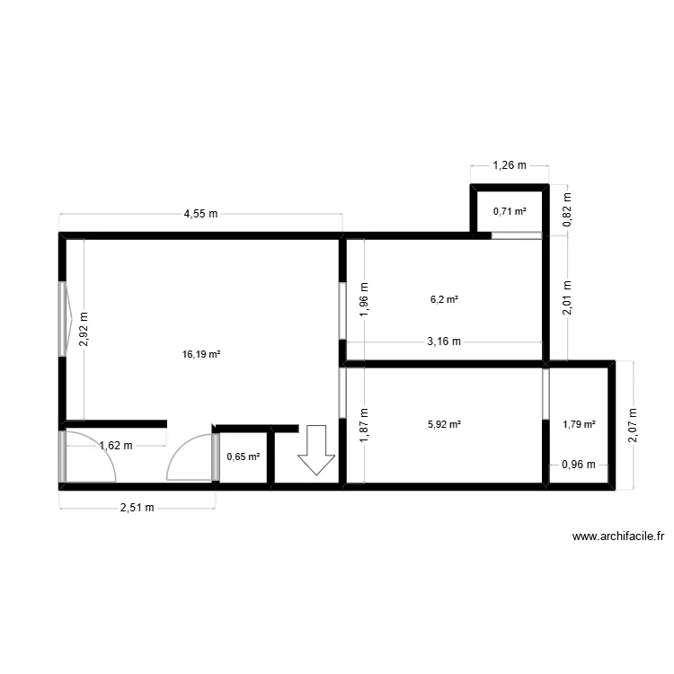 EL HADI RDC EX. Plan de 6  et 31 m²