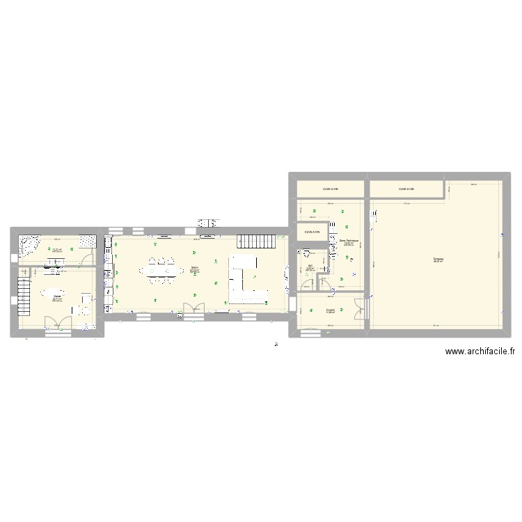 grand gîte plan initiale. Plan de 20 pièces et 386 m2