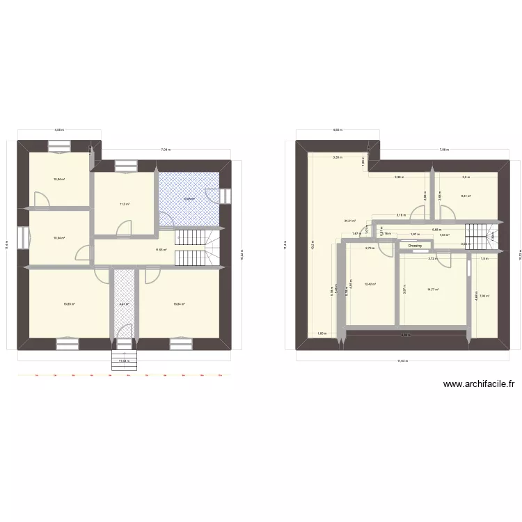 Papillon n&deg;5. Plan de 16  et 181 m²