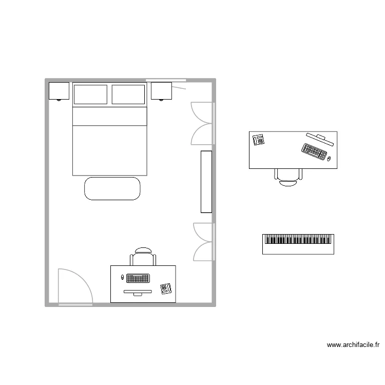 chambre Phoenix V1. Plan de 1  et 16 m²