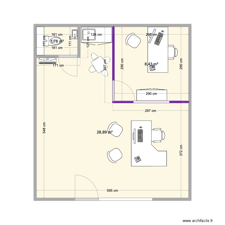 Aménagement OPCAPIAT. Plan de 3 pièces et 39 m2